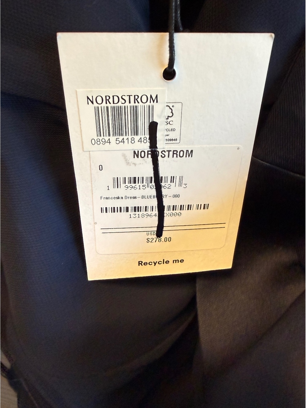 Reformation Franceska Dress in Blue Navy, Size 0 - Picture 4 of 12